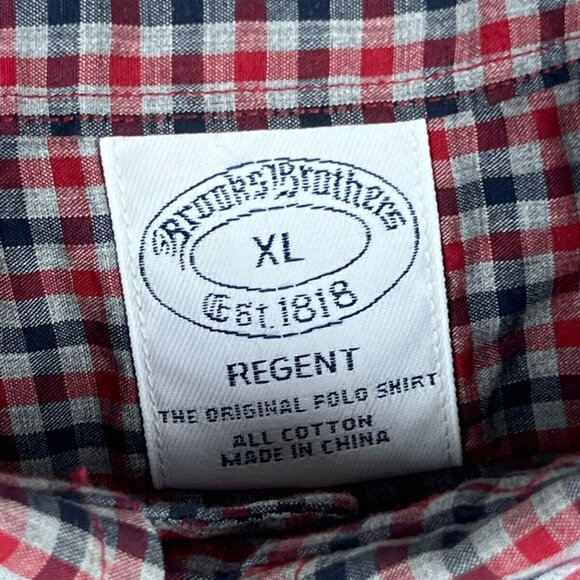 Brooks Brothers Mens Button Up Shirt Red Blue Gray Plaid XL Regent Fit Cotton - Picture 2 of 8